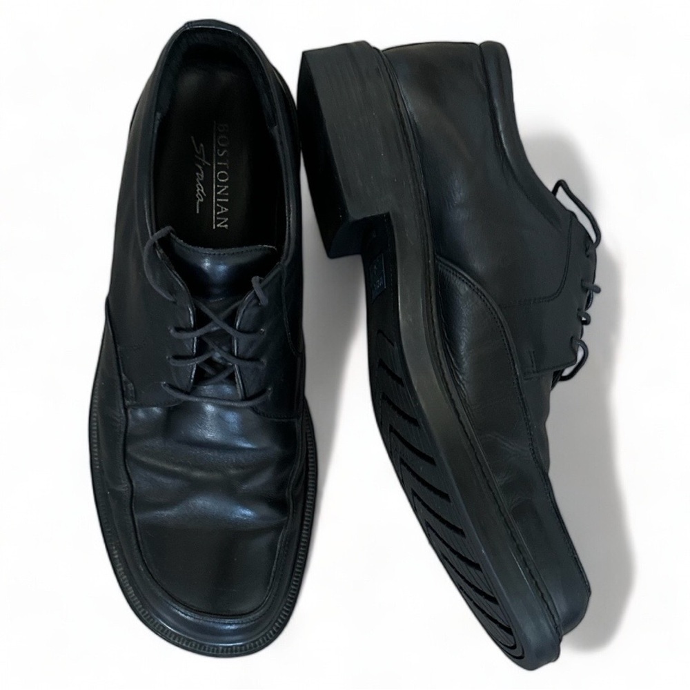Mens Bostonian Strada Skywalk Black Leather Heavy Dress Shoes 12 Made Italy - Picture 2 of 14